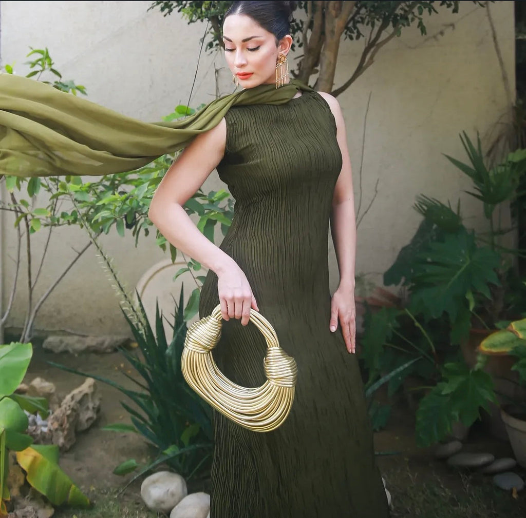 Olive Green Gown Set