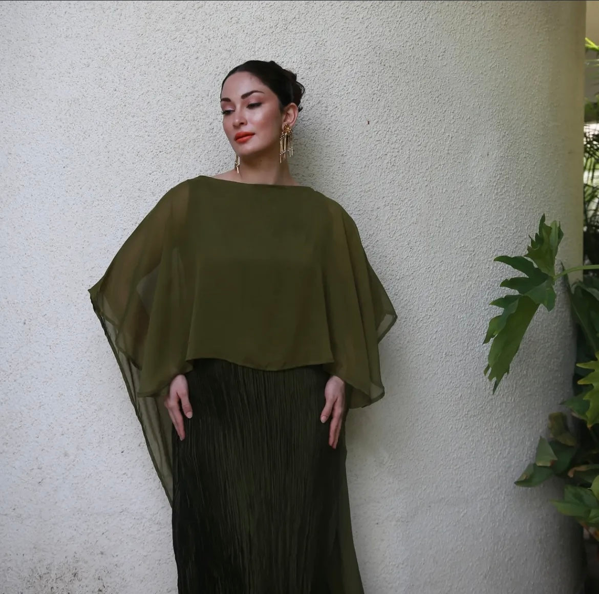 Olive Green Gown Set